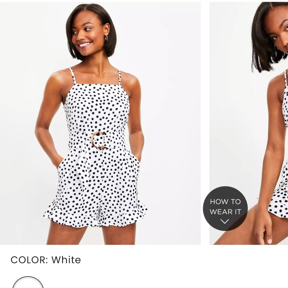 Black and white polka dot romper